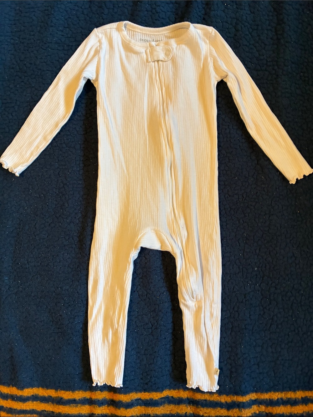 Poppy & clay Long-Sleeve Cream Ribbed Baby One-Piece